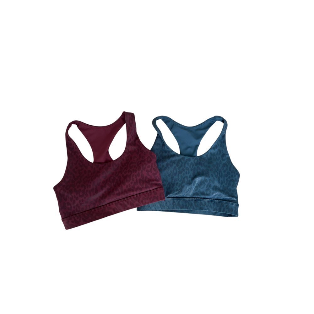 Anthropologie Allfenix Liquid Leopard Sports‎ Bra (2) Maroon & Teal Size Small